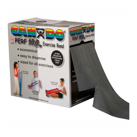 Fabrication Enterprises CanDo Perf 100 Latex Free Exercise Band, Black, 100 Yard Roll, 1 Roll/Box 1386371